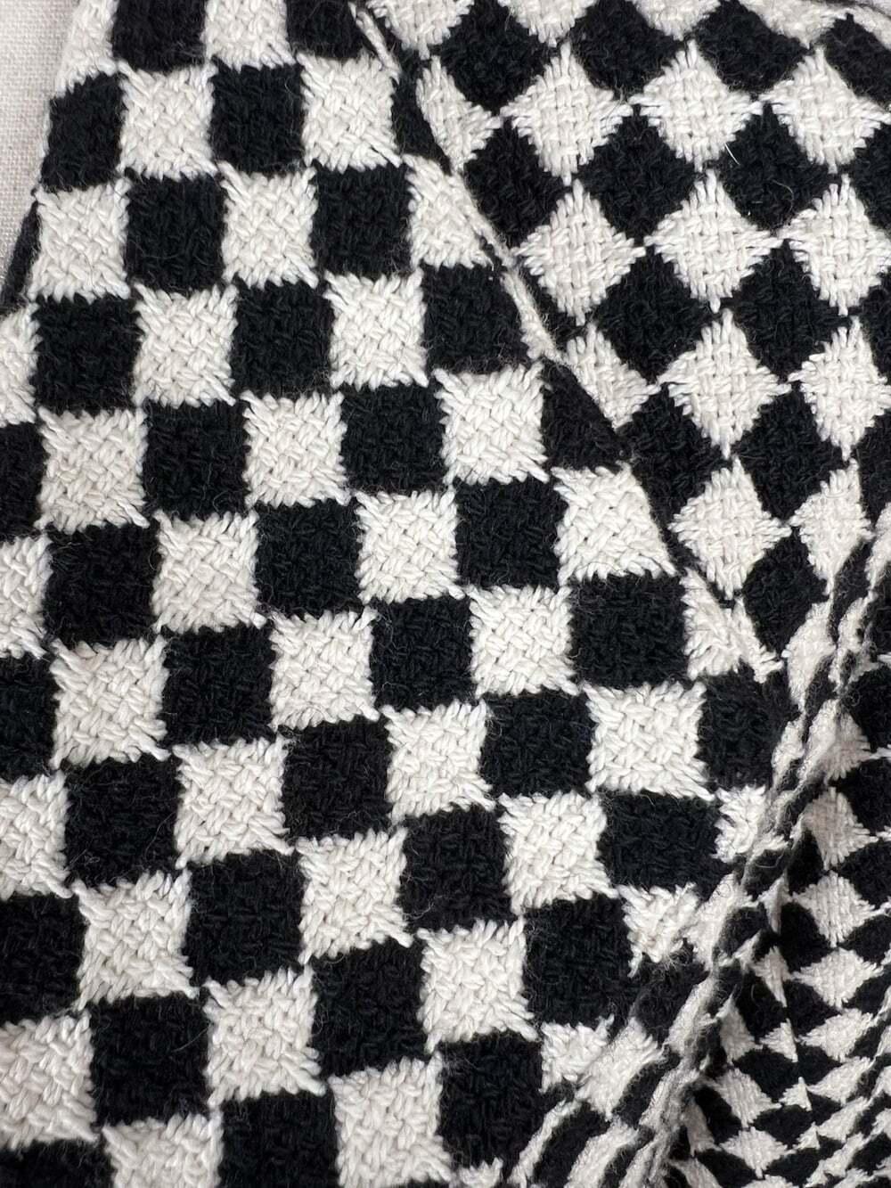 Lilith France Jacket S Black Cream Harlequin Cotton Wool Peplum Art to Wear - Picture 3 of 9